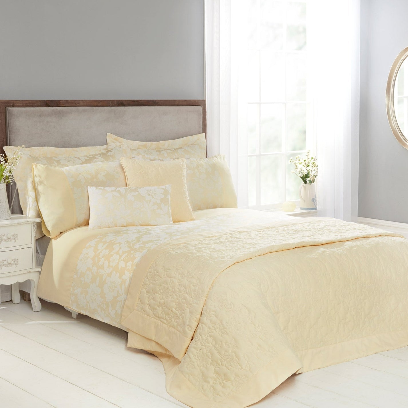 Lottie Lemon Luxury Cotton Rich Jacquard Duvet Cover Julian Charles Home