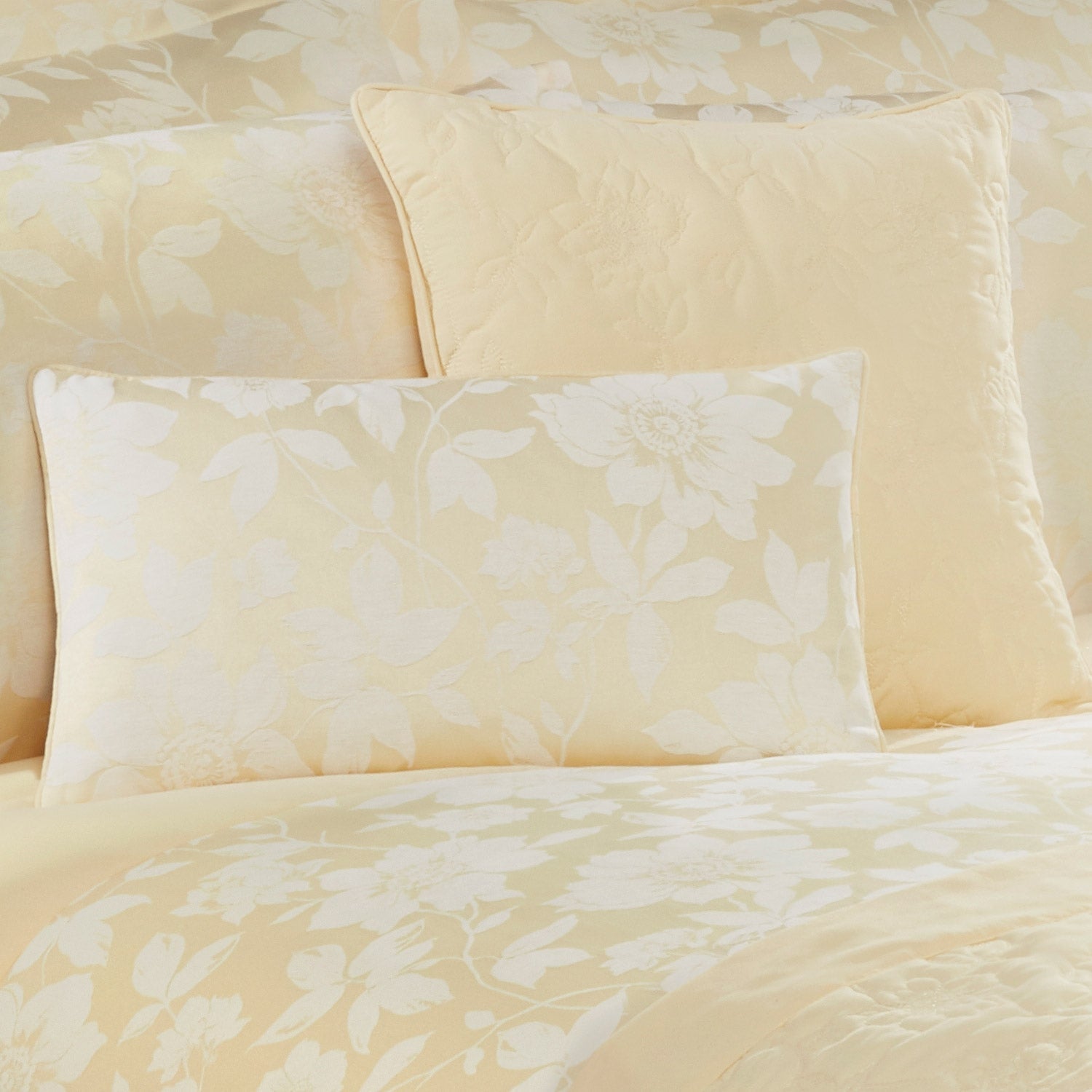 Lottie Lemon Luxury Jacquard Filled Boudoir Cushion (30cm x 50cm