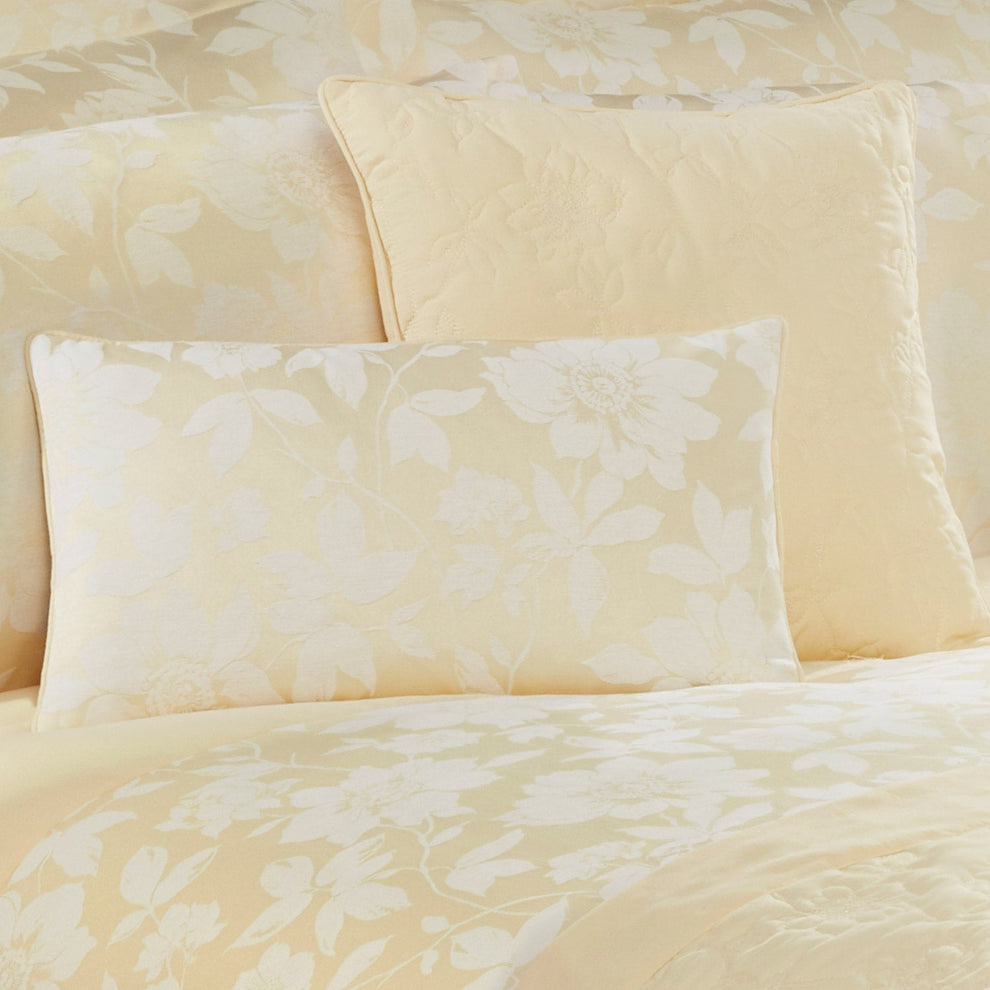 Lottie Lemon Luxury Jacquard Filled Boudoir Cushion (30cm x 50cm