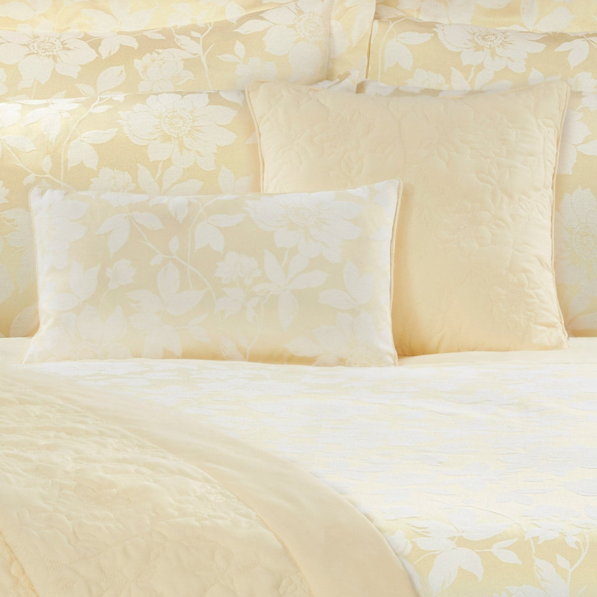 Lottie Lemon Luxury Quilted Filled Square Cushion (45cm x 45cm