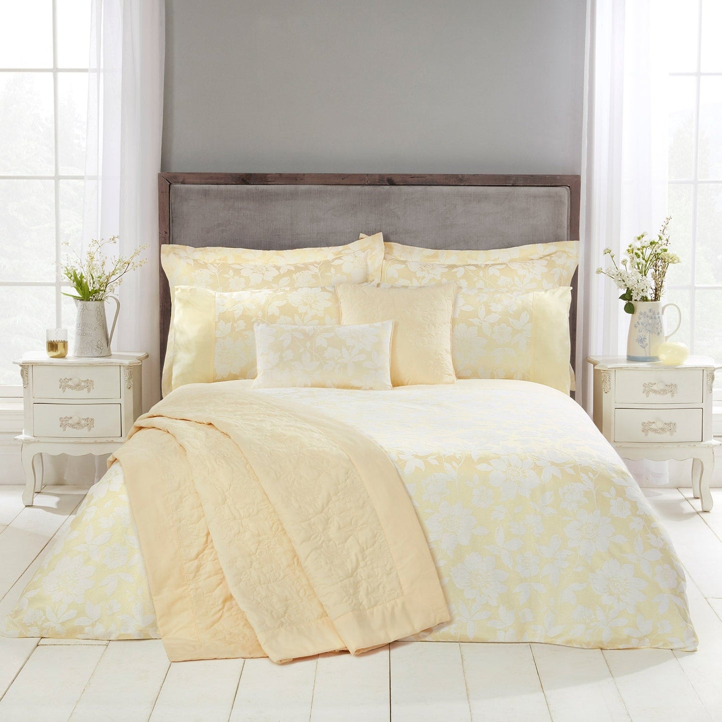 Lottie Lemon Luxury Cotton Rich Jacquard Duvet Cover