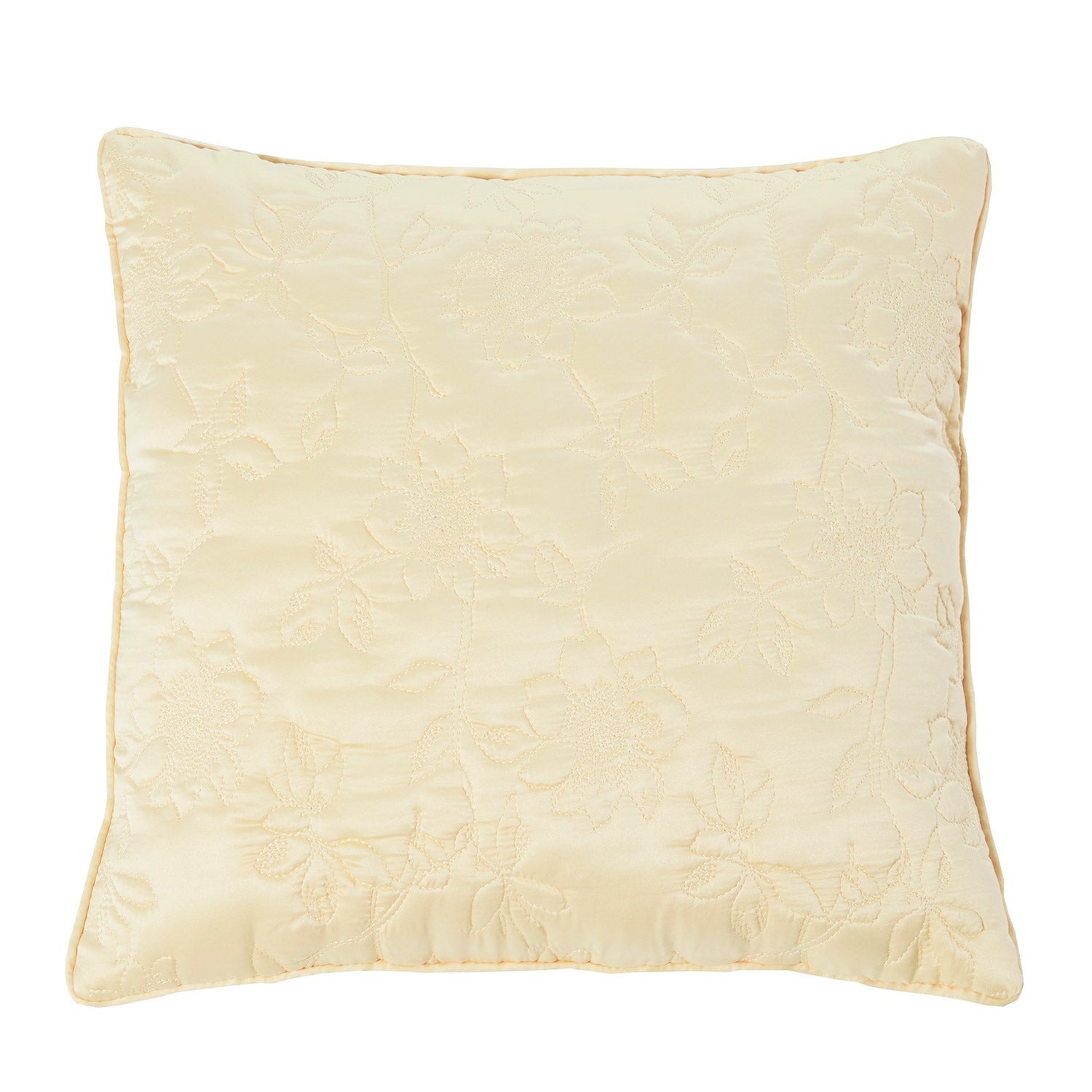 Lottie Lemon Luxury Quilted Filled Square Cushion (45cm x 45cm ...