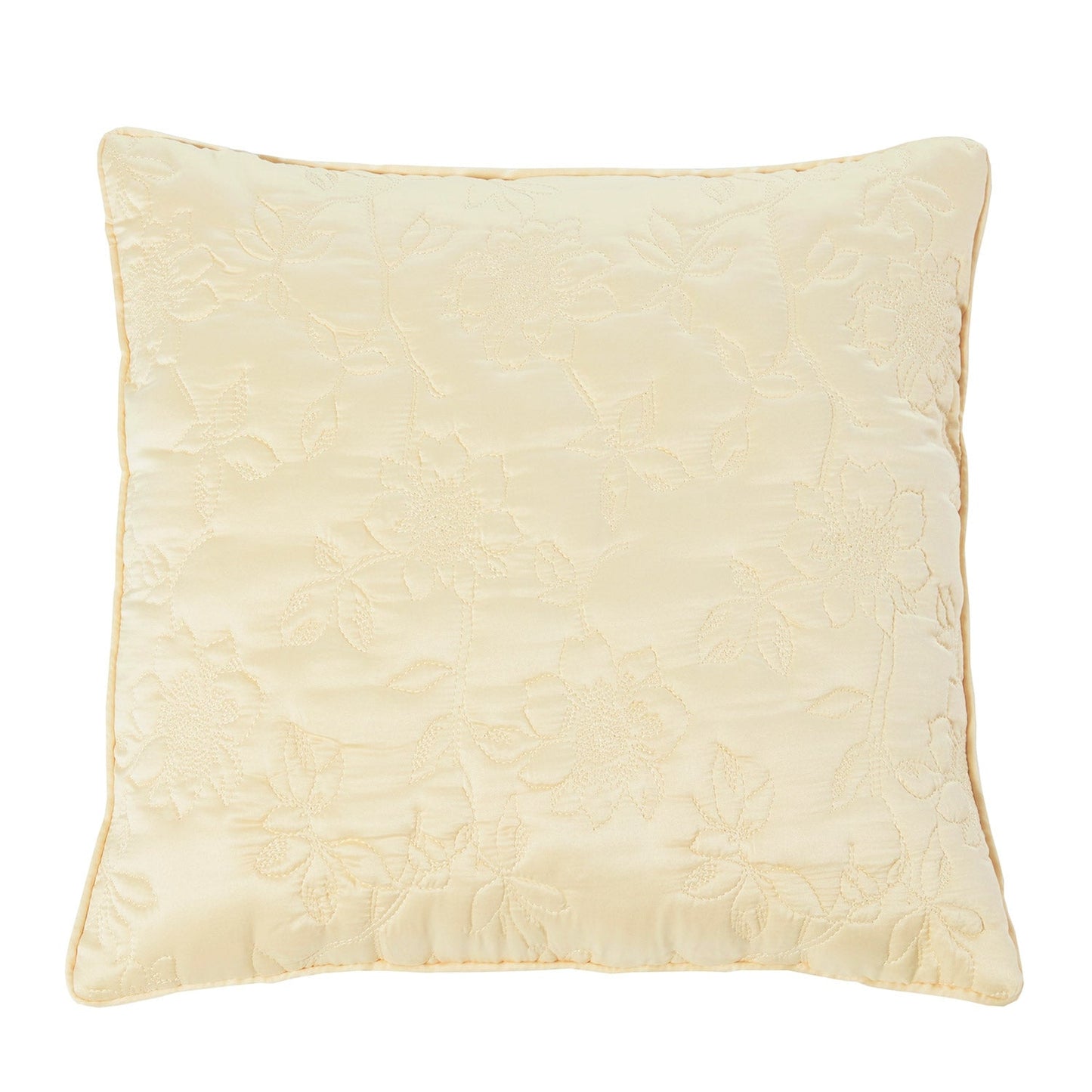 Lottie Lemon Luxury Quilted Filled Square Cushion (45cm x 45cm)