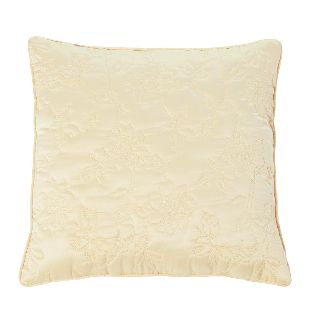 Lottie Lemon Luxury Quilted Filled Square Cushion (45cm x 45cm