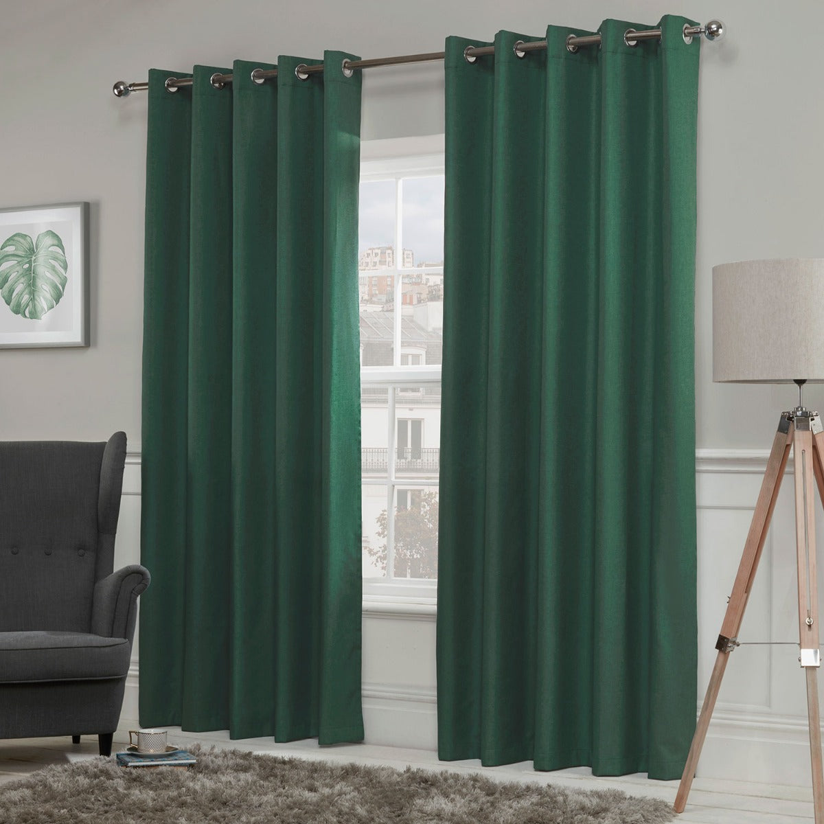 Luna Emerald Green Thermal Blackout Eyelet Curtains