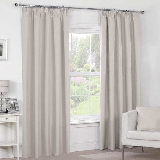 Luna Natural Stone Thermal Blackout Pencil Pleat Curtains