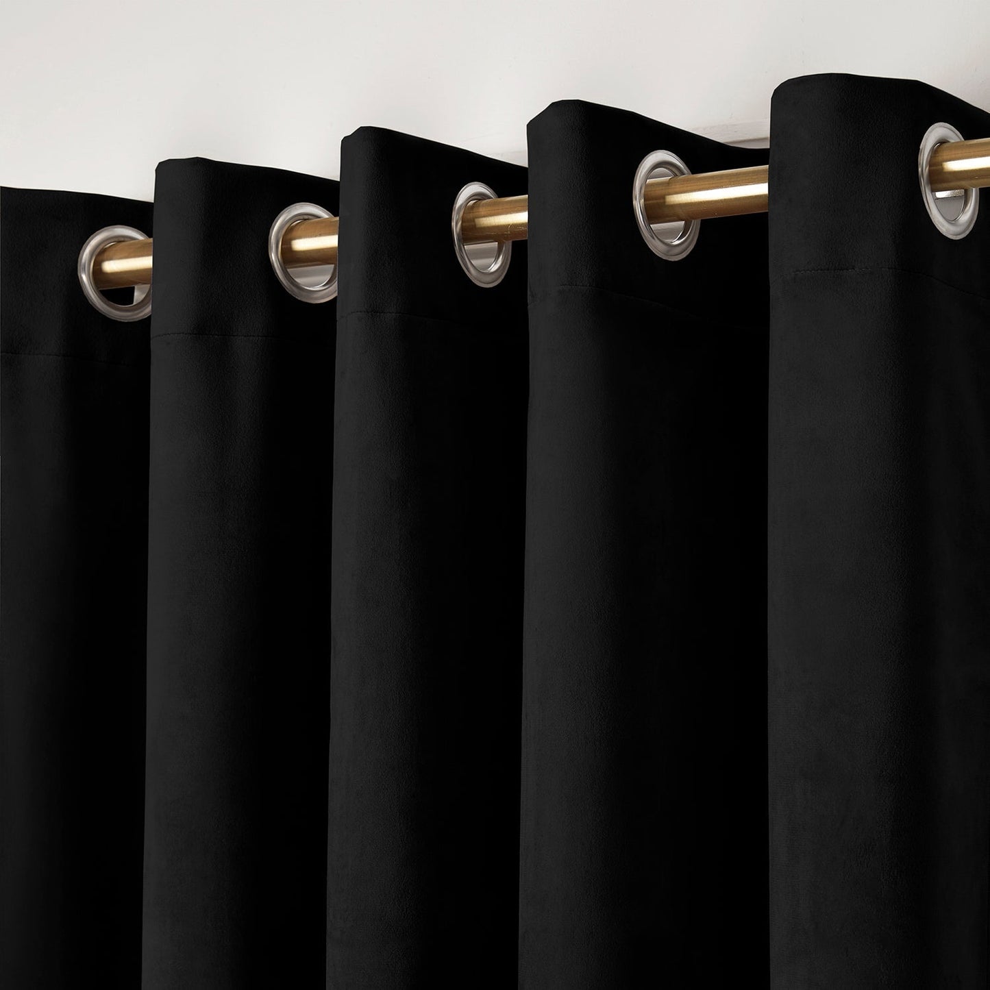 Montrose Black Velvet Blackout-Coated Eyelet Curtains