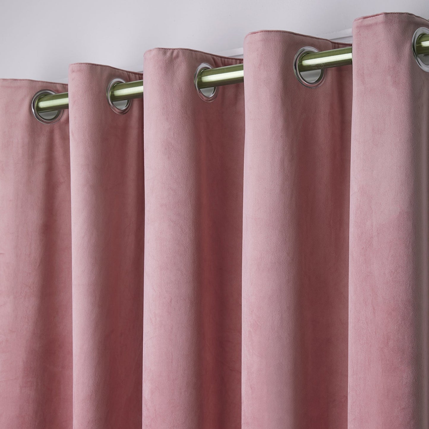 Montrose Blush Pink Velvet Blackout-Coated Eyelet Curtains