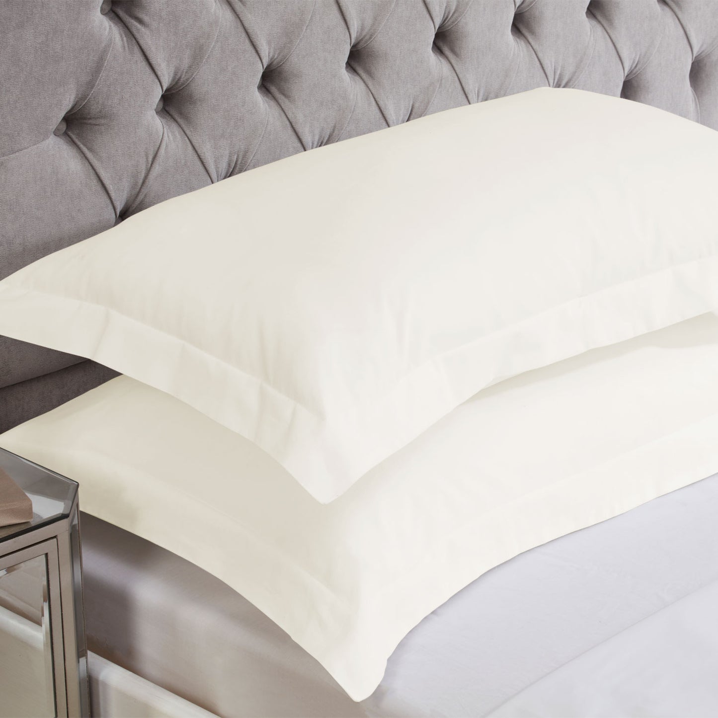 Cream Cotton Rich Percale Easy Care Oxford Pillowcases (Pair)