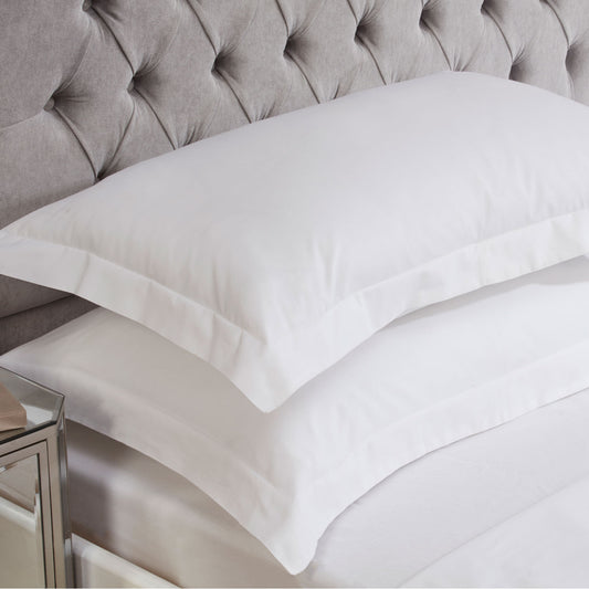 White Cotton Rich Percale Easy Care Oxford Pillowcases (Pair)
