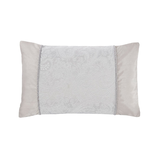 Paisley Silver Luxury Jacquard Boudoir Cushion (30cm x 50cm)