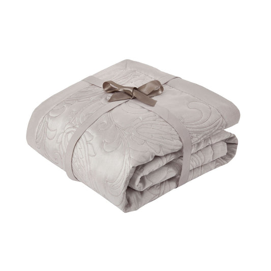Paisley Silver Luxury Jacquard Quilted Throw (150cm x 200cm)