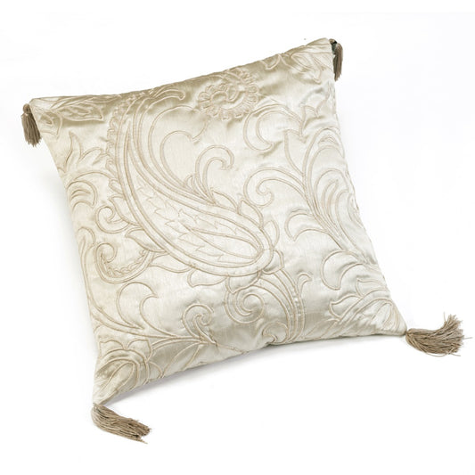 Paisley Cream Jacquard Square Cushion (45cm x 45cm)