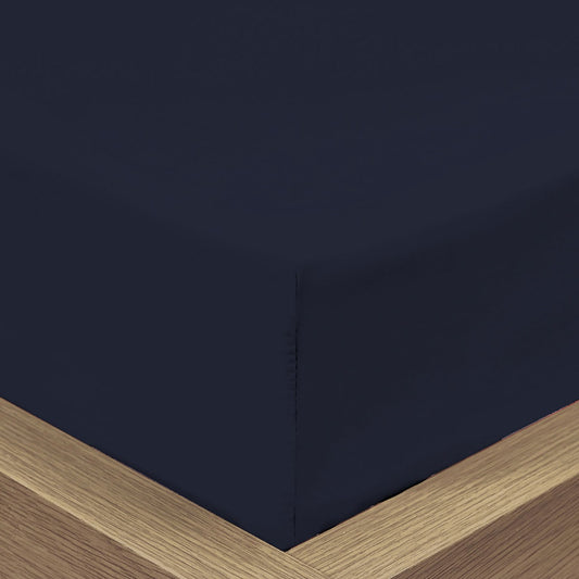 Navy Blue Cotton Rich Percale Easy Care Standard (25cm) Fitted Sheet