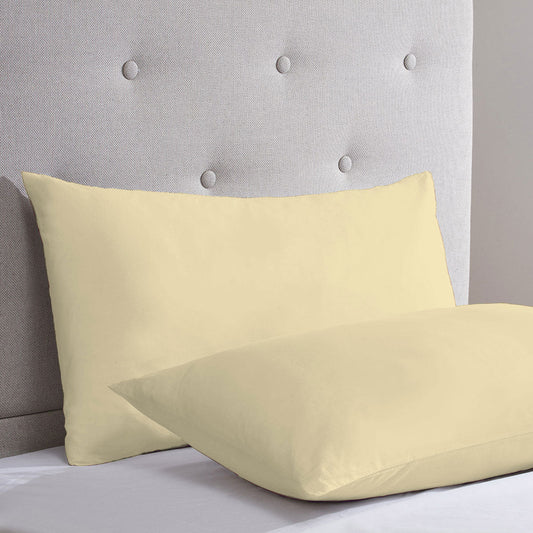 Pale Yellow Cotton Rich Percale Easy Care Housewife Pillowcases (Pair)