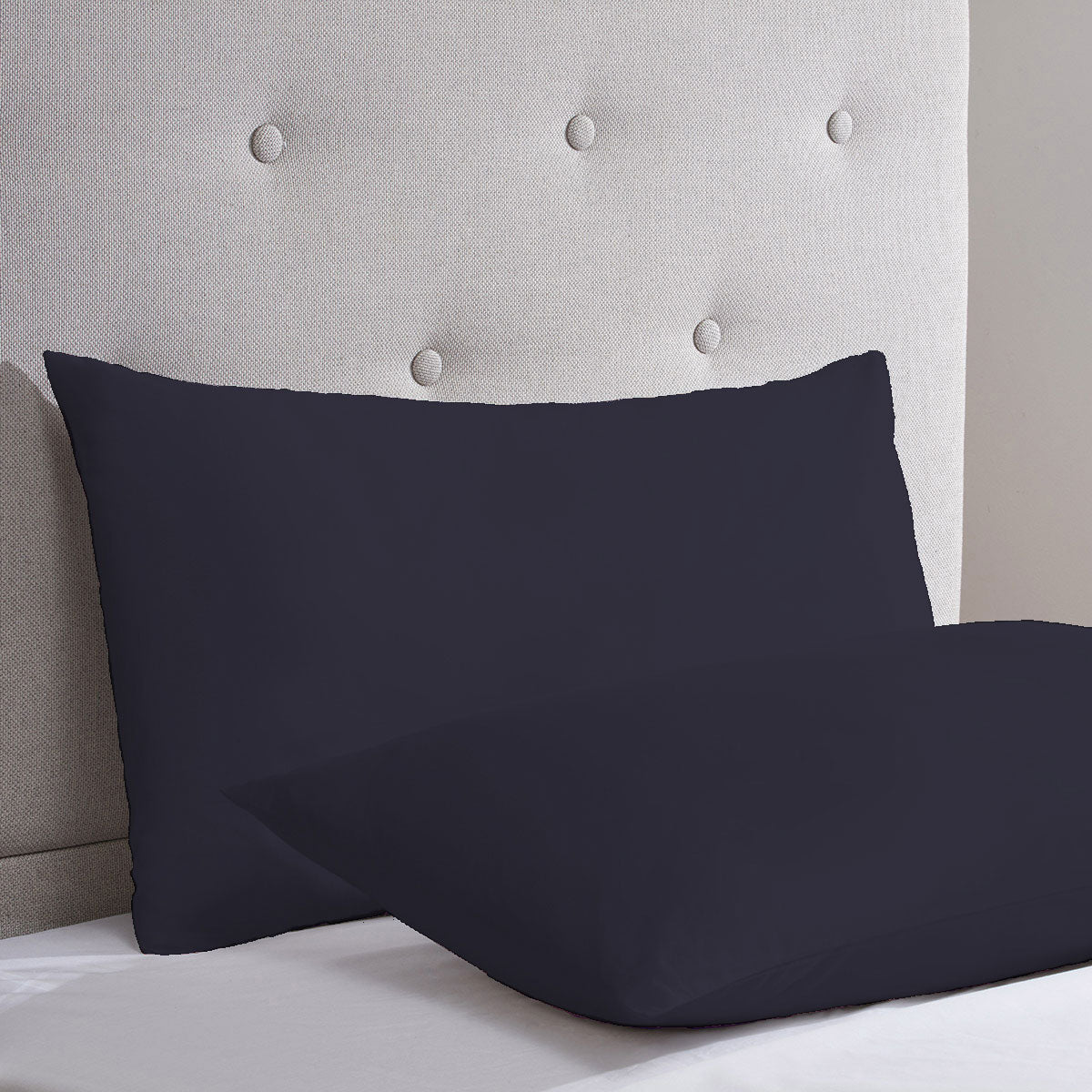 Navy Blue Cotton Rich Percale Easy Care Housewife Pillowcases (Pair)