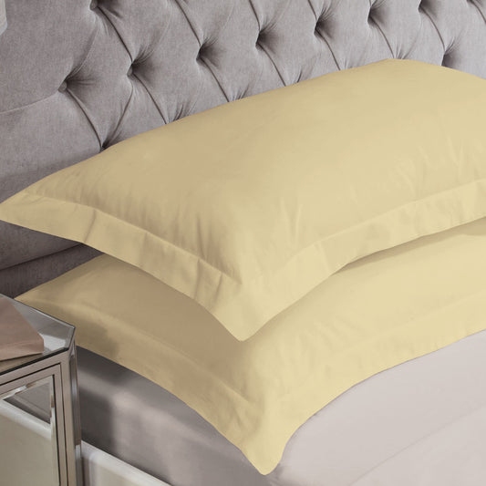 Pale Yellow Cotton Rich Percale Easy Care Oxford Pillowcases (Pair)