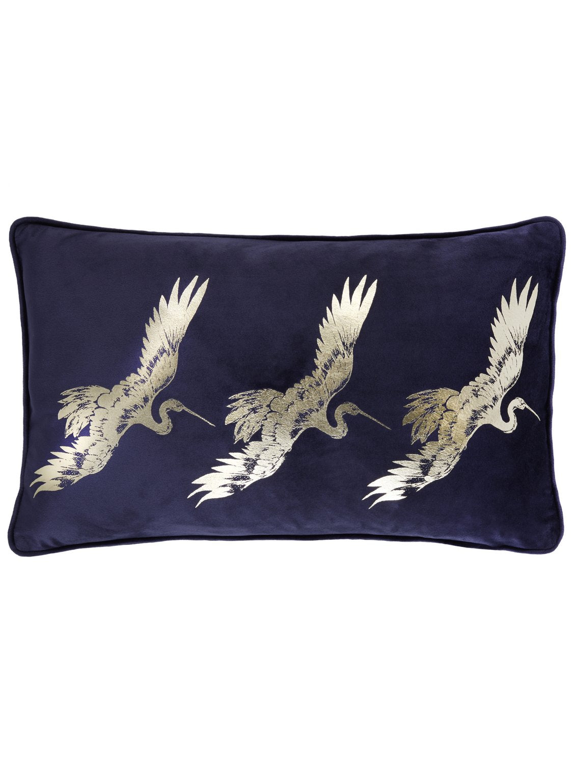 Laurence Llewelyn-Bowen Qing Navy Velvet Boudoir Cushion (28cm x 48cm)