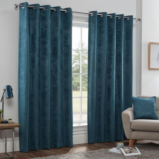 Buxton Teal Eyelet Thermal Curtains (Pair)