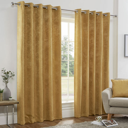 Buxton Gold Eyelet Thermal Curtains (Pair)