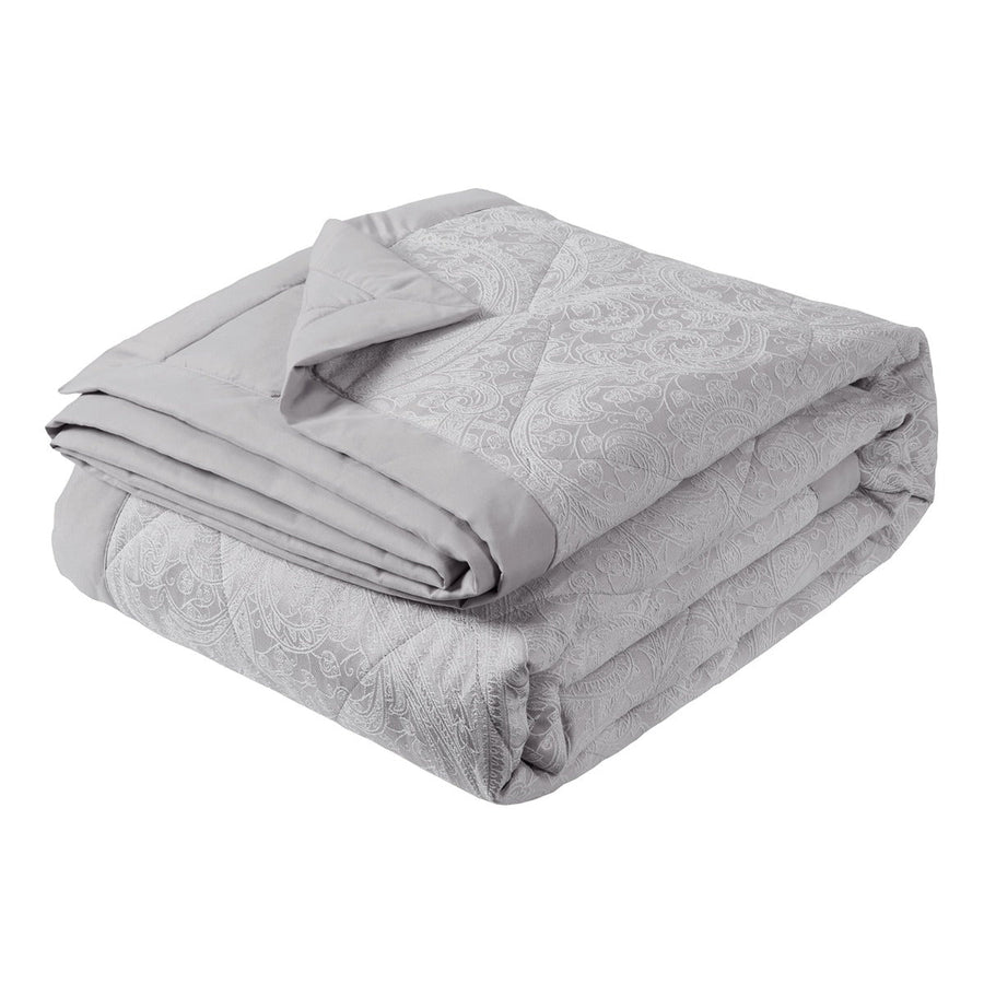 Paisley Silver Luxury Jacquard Bedspread (260cm x 260cm)