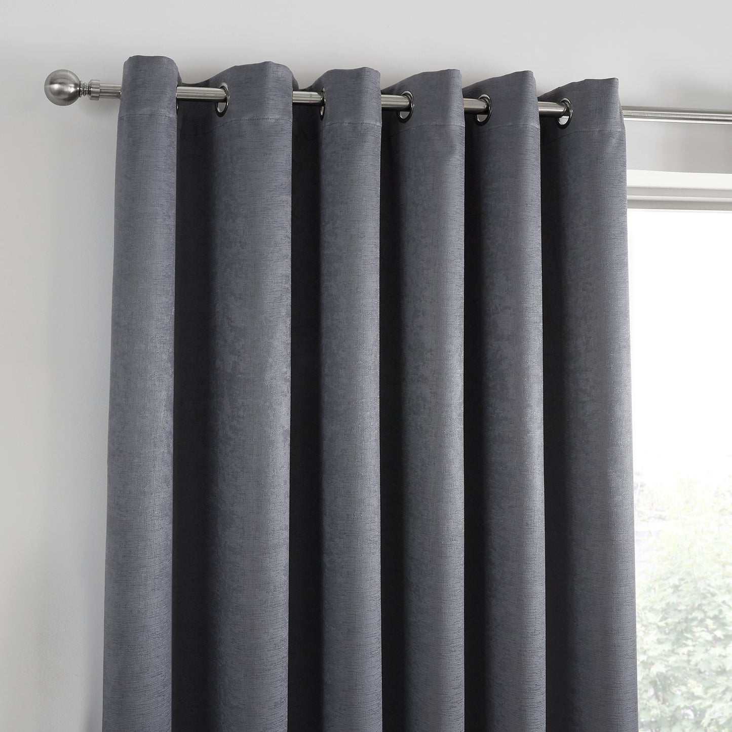 Strata Charcoal Grey Dim Out Eyelet Curtains