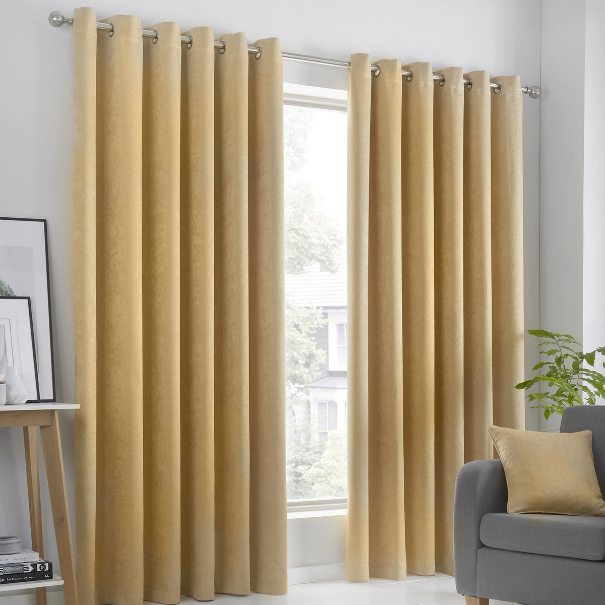 Strata Ochre Dim Out Eyelet Curtains