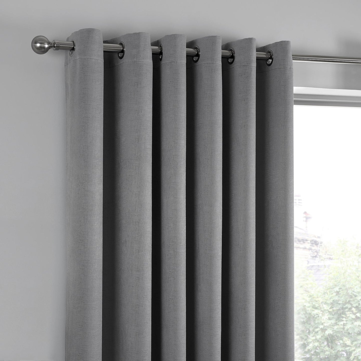 Strata Silver Grey Dim Out Eyelet Curtains