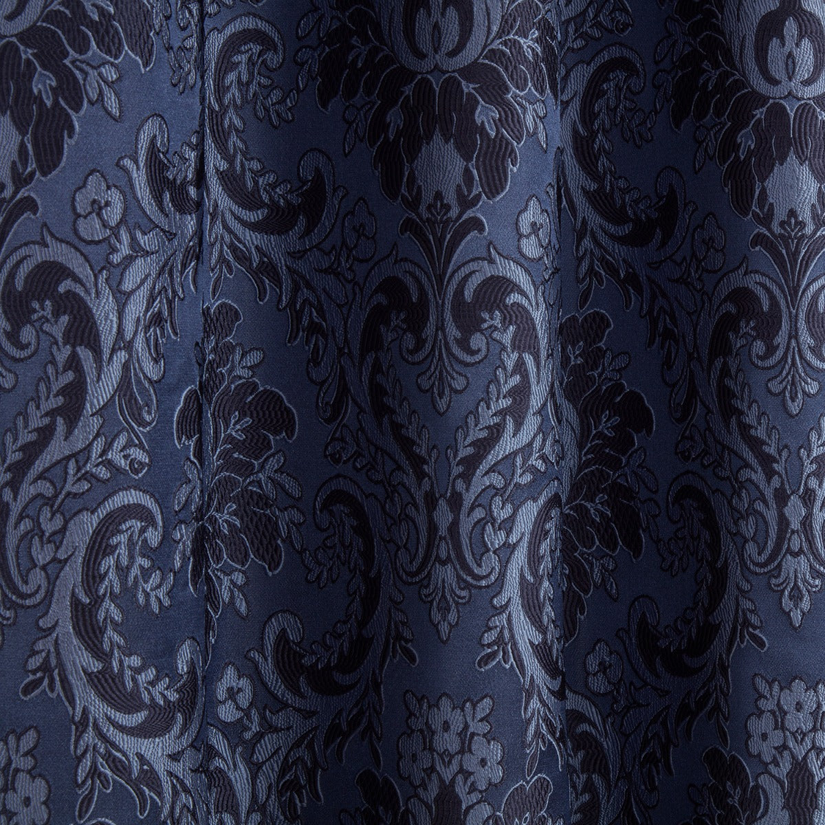 Tegola Navy Blue Luxury Jacquard Pencil Pleat Curtains