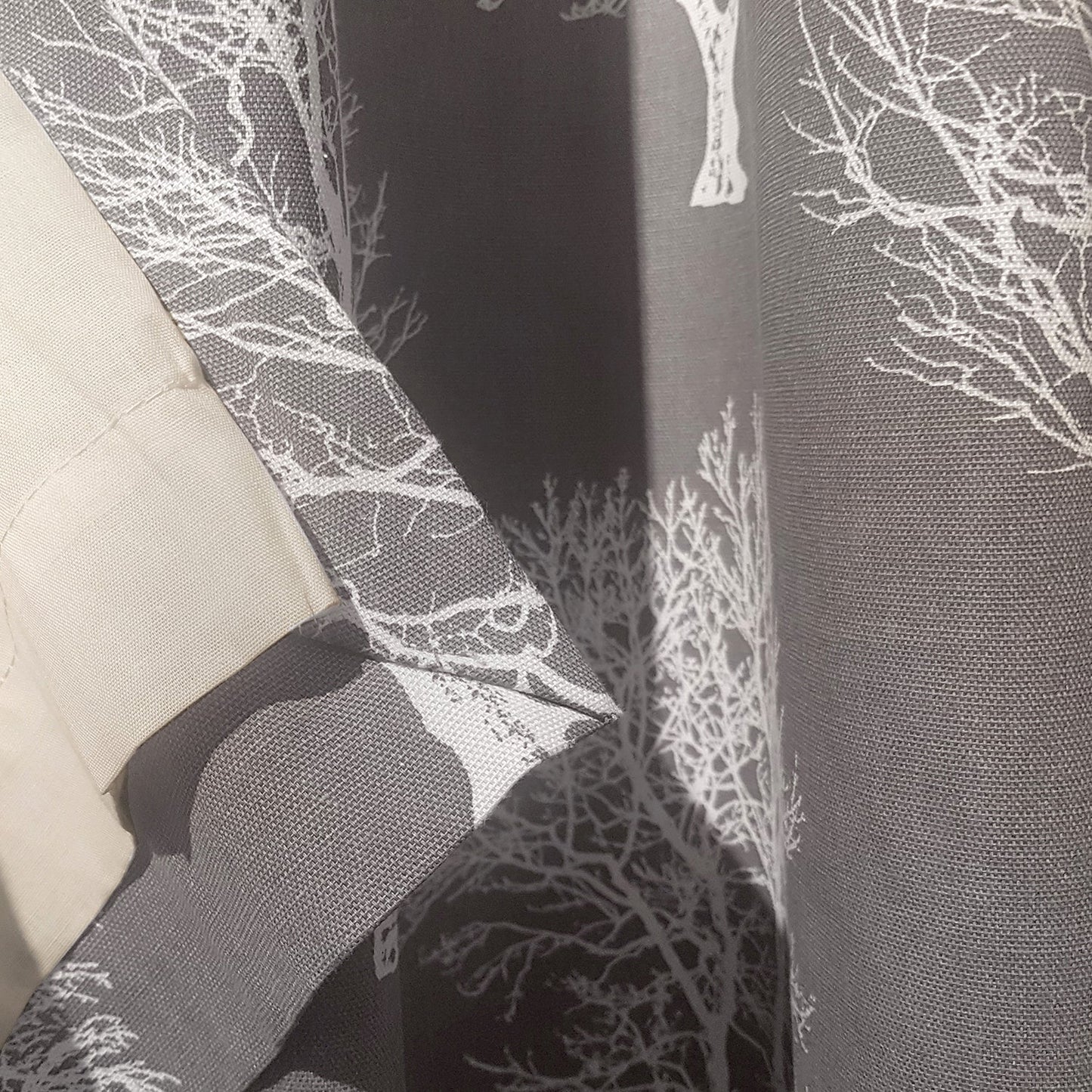 Woodland Trees Charcoal Grey Eyelet Curtains