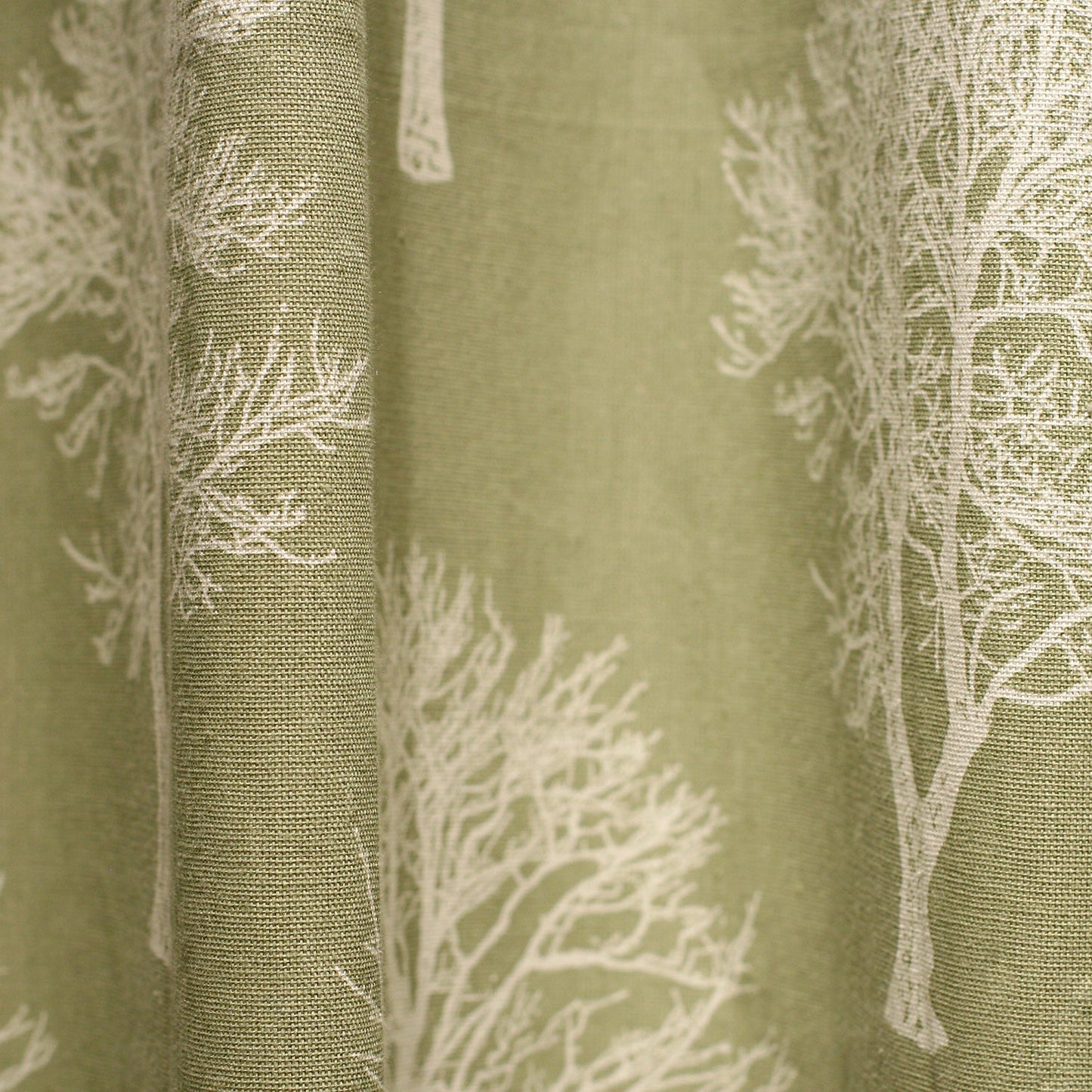 Woodland Trees Green Eyelet Curtains